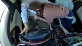 Married Asian MILF gives a hot blowjob in a car