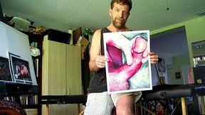 Hairyartist in Ripped Shorts During Art Studio Tour