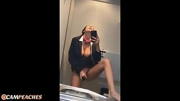 Campeaches - *MUST SEE* Hot Stewardess Live on public plane flight masturbating nude