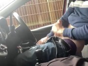 Public masturbating, horny big dick straight guy jerks off near cemetery, dogging hotspot
