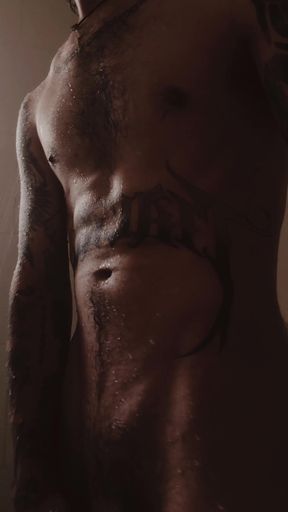 Athletic amateur jock wanks with big dick and dildo