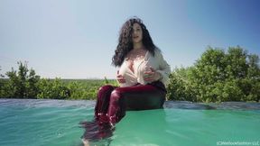 Rosalyn Gets Wet in Satin with a View