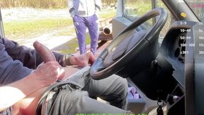 A traveler walking by stops at my truck