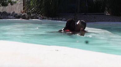 My sugar daddy takes me in the hotel pool riding hard
