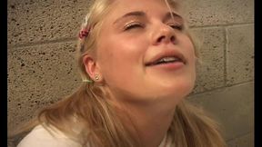 cute blonde little summer skates and fingers herself