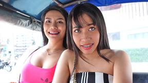 ”Thai teen GFs bisex meat sharing in SEXY amateur threesome”