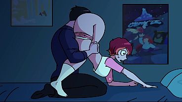 Animated GF licks her roommate's fat ass in a video game themed parody