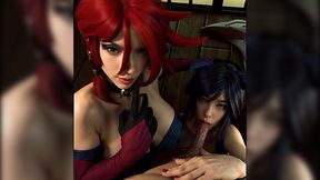 LoL Miss Fortune and Ahri AI Gen blowjob