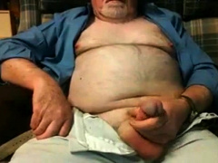 Hairy Grandpa Bear Fondling His Cock