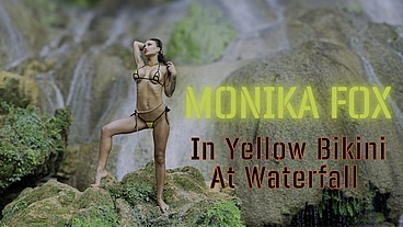Monika Fox In Yellow Bikini At Waterfall