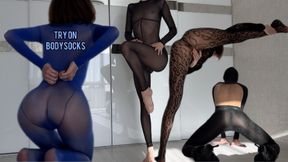 Alien Slender Girl Try-on Bodystocking Tight, Shiny & Hugging Teen Thin Curves
