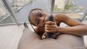 Destiny Mira is determined to throat King's big black cock down