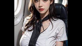 (3D ANIMATED HENTAI ASIAN MODEL) fantastic flight service (with pussy masturbation ASMR sound!)