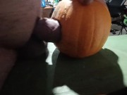 Pumpkin Fucking, Solo Male Fucks Pumpkin Until He Cums With Throbbing Cock