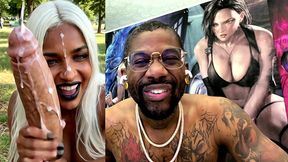 x-men storm jerking off a large bwc cock until he cums hard, ai generated