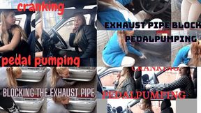 Compilation of cranking pedal pumping and blocked exhaust pipe