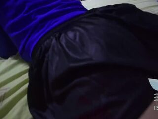 Screwing my superlatively good ally's girlfriend's moist vagina throughout her pants with ejaculation on her butt