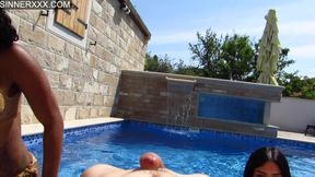 Insane Outdoor Jacuzzi Threesome with Hot Ebony and Hot Latina Bella Diosa and Kiki Minaj