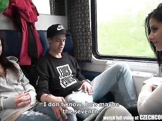 Teens are having group sex in the train, and enjoying every single second of it