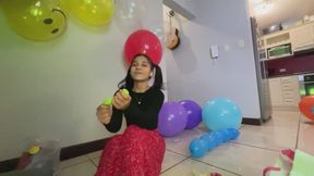 Akina blows balloons in skirt part 2