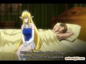 Busty anime Elf caught and poked by shemale hentai