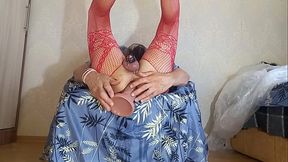 A huge dildo is tearing my ass apart