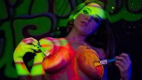 Busty Natasha Shoots A Fun And Sexy Black Light video