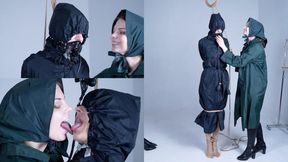 RAINCOAT SLAVE IS DESPARETE FOR MISTRESS'S KISS (FHD)