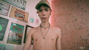 are you into drooling? watch me let my spit drip from my mouth onto my body and cock.