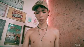 are you into drooling? watch me let my spit drip from my mouth onto my body and cock.