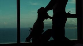 Tied Up Teen Sucks Cock With A View