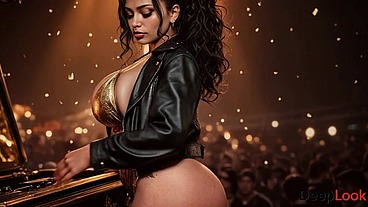 I picked up a girl with huge tits and fucked her right in the middle of the party [AI]