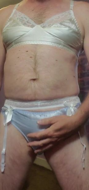 Great Cum Shot Wearing My Blue Silk Panties