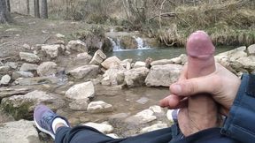 Uncut Big Fat Cock Hiker Unloads His Thick Cumshot in Exotic Place