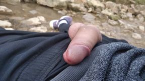 Uncut Big Fat Cock Hiker Unloads His Thick Cumshot in Exotic Place