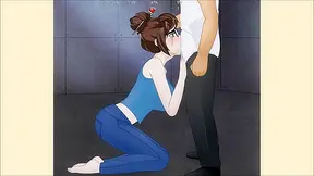 Mei from Overwatch gives a super deepthroat blowjob to her partner