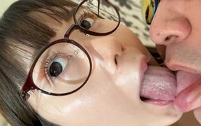 Asian beauty shares a passionate kiss in this intimate encounter