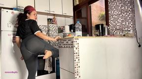 Gassy Ebony Farting and Burping in Skirt and Leggings