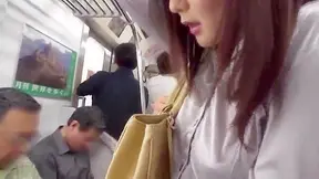 Asian Beauty Fulfills Forbidden Dreams on Tokyo Train Ride