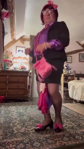 Dressed in a little black skirt for an evening out