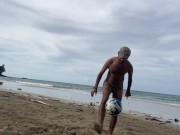 Naked football at the Beach - Slow Motion