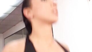 Dark Haired Vixen Gets Her Big Natural Boobs Bounced In The Gym