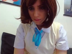 Asian masturbated with two toys