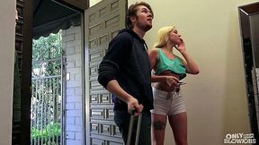 Blonde with saggy tits Giselle Palmer is sucking dick like a vacuum cleaner