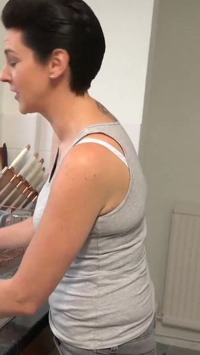 Emotional moment from &quot;AuntJudys - Your Cute MILF Wife Scarlet Sucks Your Cock in the Kitchen (POV)&quot;