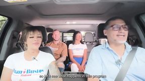 Interracial Sexcar: Brittanytaylor Ebony Woman with a Big Butt, Devours a Blonde's Cock Behind the Car While Her Friend Watches