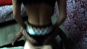 Pulled on his dick beauty in checkered pantyhose
