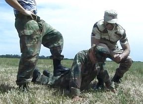 Hot gay military outdoor sex