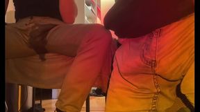 2 amateur flatmates wetting their pants on cam for a follower