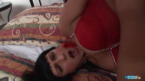 While receiving double penetration during the anal threesome the brunette thinks only about two facials